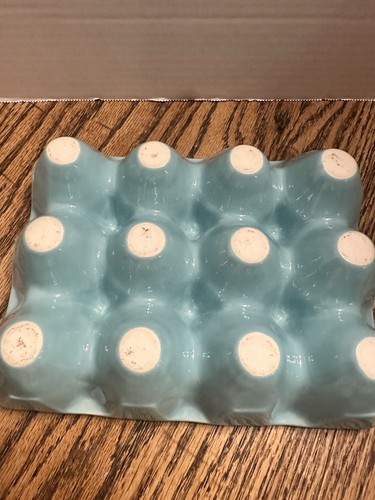 EUC Turquoise Blue Ceramic Dozen Egg Holder Tray Dish 8.5”x6.5” - Picture 4 of 5