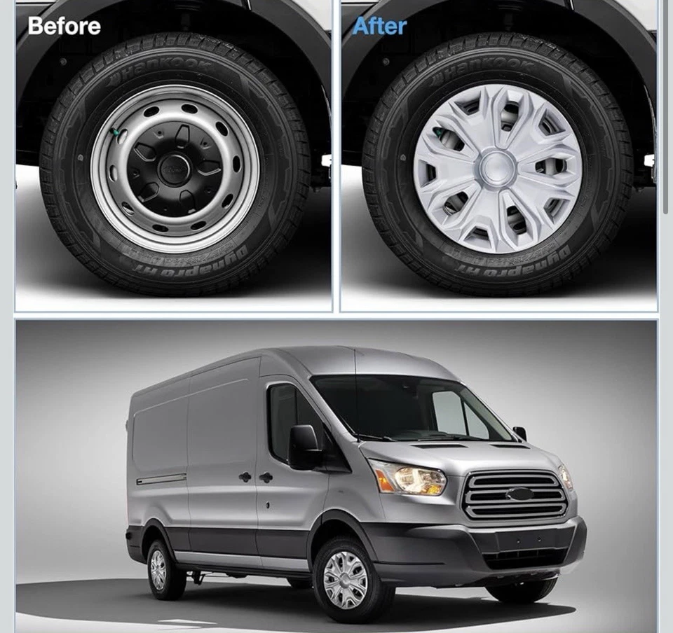 Juego de 4 tapacubos cubiertas de rueda Ford Transit 150 250 350 15-19 OEM 7068 B38 Foto 4 de 4