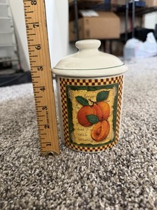 Certified International Jan Pashley Apricot Canister Ceramic Jar with Lid CIC