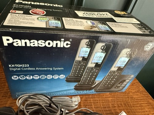 Panasonic KX-TGH223 Triple Cordless Phone with Answering Machine - exc condition - Zdjęcie 2 z 4