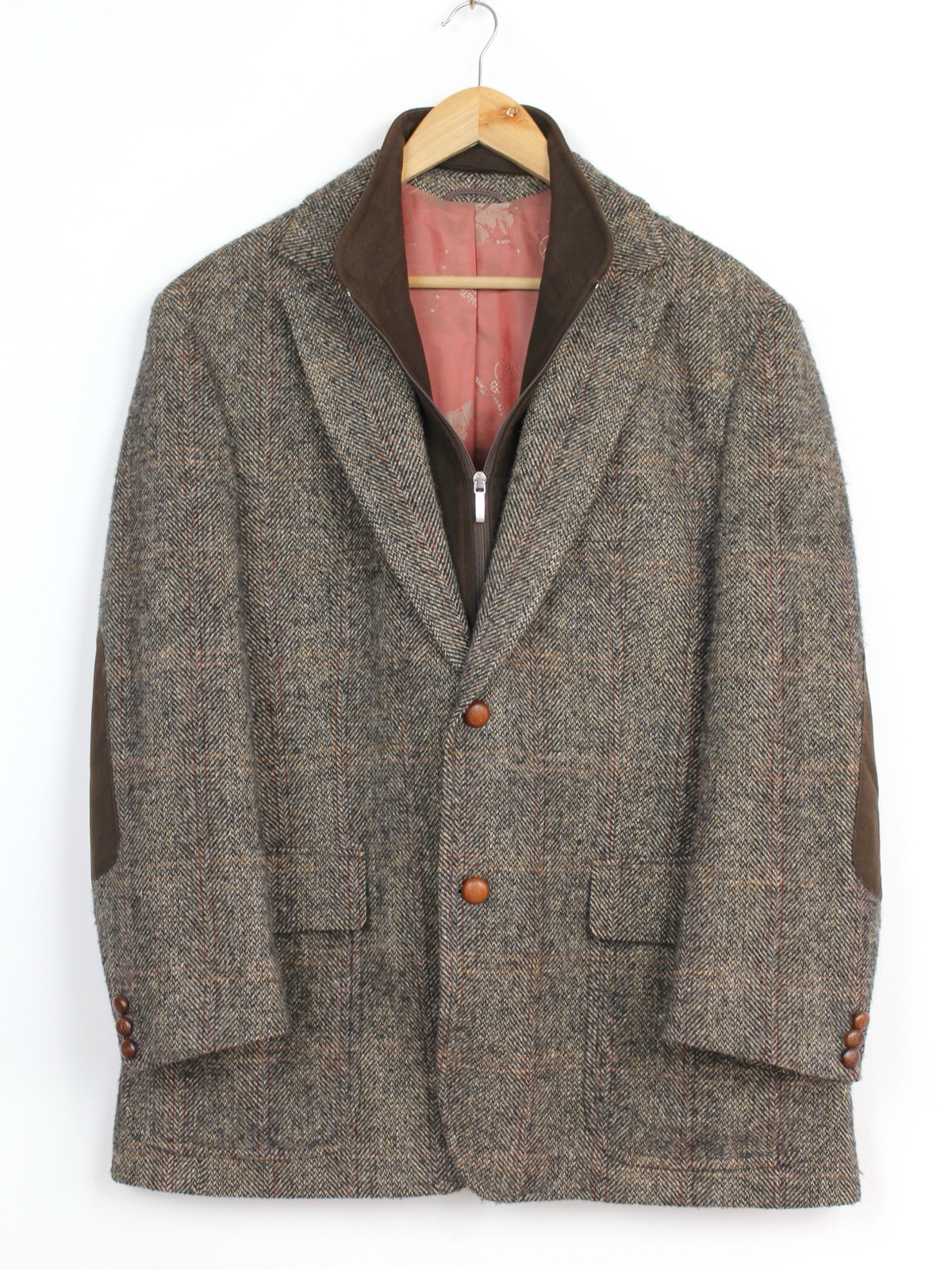 Harris Tweed x Mario Barutti Men’s Wool Brown Shooting Blazer Jacket, Size 42S