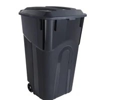 Hyper Tough 32 Gallon Wheeled Heavy Duty Plastic Garbage Can,Attached Lid, Black