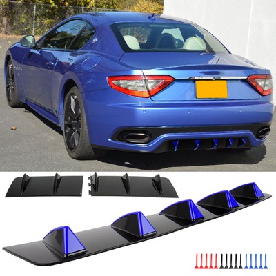 For Maserati Gran Turismo Rear Lip Bumper Splitter Diffuser Spoiler 5 Shark Fins