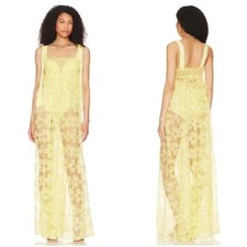 FOR LOVE AND LEMONS Emma Maxi Dress Yellow Floral Lace Women's Size XS NWT