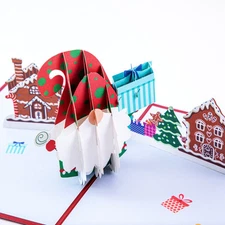 Santa Claus at Your Door - Merry Christmas Pop Up 3D Greeting Card with Envelope
