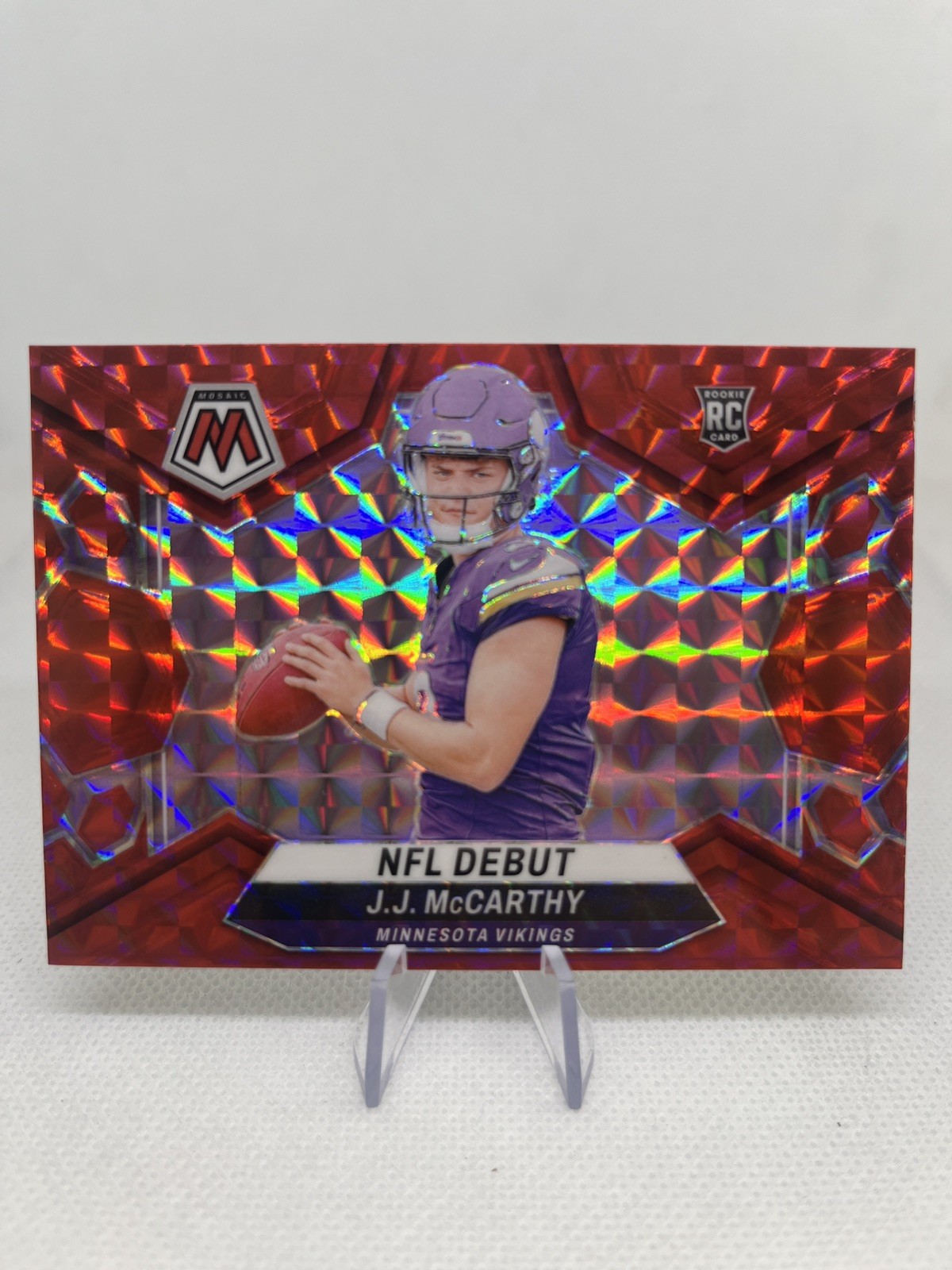 2024 Mosaic J.J. McCarthy RC Red Prizm NFL Debut SP Vikings
