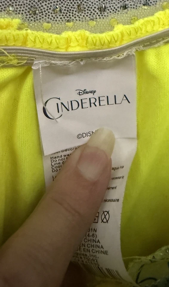 Disney Cenicienta Drizella Vestido Niños Talla S 4/6 Amarillo Floral Disfraz Jugar Fiesta Foto 4 de 4