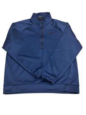 Nike Jacket Mens Medium Blue Half Zip Tech Fleece Knit Dri Fit
