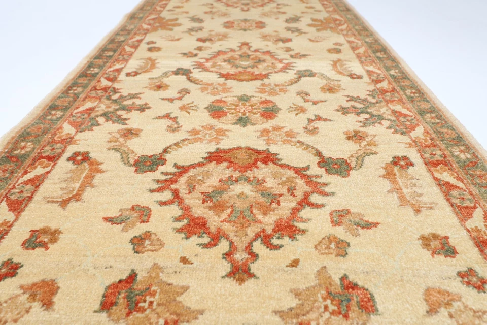 9 ft Hallway zeigler beige Runner Rug Afghan Hand Knotted Wool Bedroom Rug - Image 3 of 4