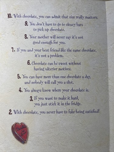 FRIENDSHIP 20 reasons why chocolate is better than men, its always there for you - Picture 2 of 5