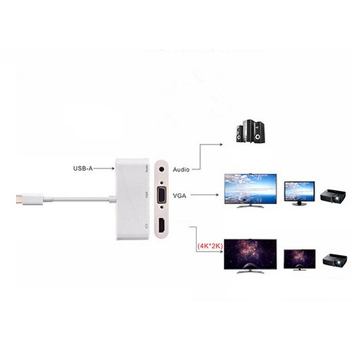 USB 3.1 C bis 4kx2k VGA-Adapter-Konverterkabel 3 in 1 USB C bis 4k VGA mit - Afbeelding 9 van 11