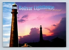 Postcard TX Bolivar Peninsula Lighthouse Silent Sentinel Galveston Bay AJ3