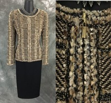 BEAUTIFUL St John jacket knit beige brown multi suit blazer size 6