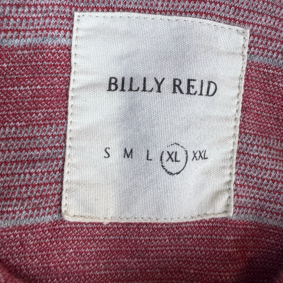Camisa Polo Billy Reid Para Hombre Talla XL Rayas Rojas Rendimiento Mezcla de Algodón Foto 4 de 4