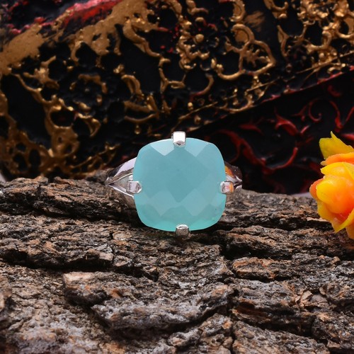 Bague En Argent Sterling Avec Calcédoine Bleue : Pierre De Naissance Faite Main En Mars - France