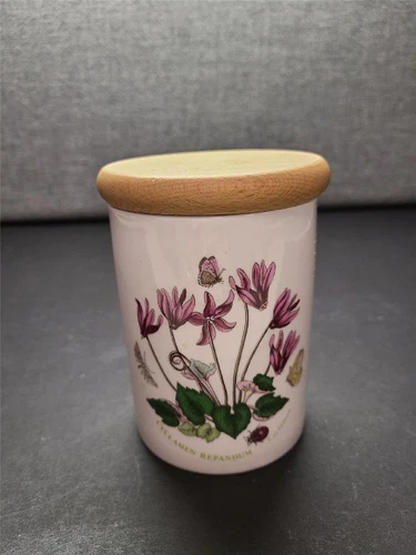 Portmeirion Botanic Garden Cyclamen 5" Canister With Wooden Lid