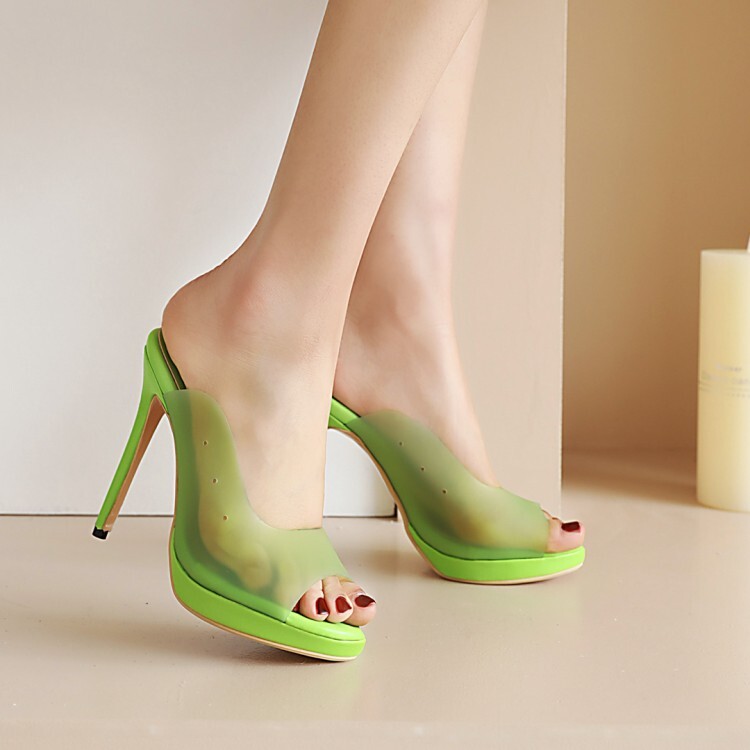 PANTOFOLA D’ORO Sandali da donna taglie forti punta aperta plateau pantofole tacco a stiletto molto alto opaco