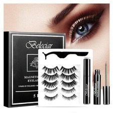 Magnetic Eyelashes with Eyeliner, Beleciar 3D Fluffy Natural Looking Eye Lash, 5
