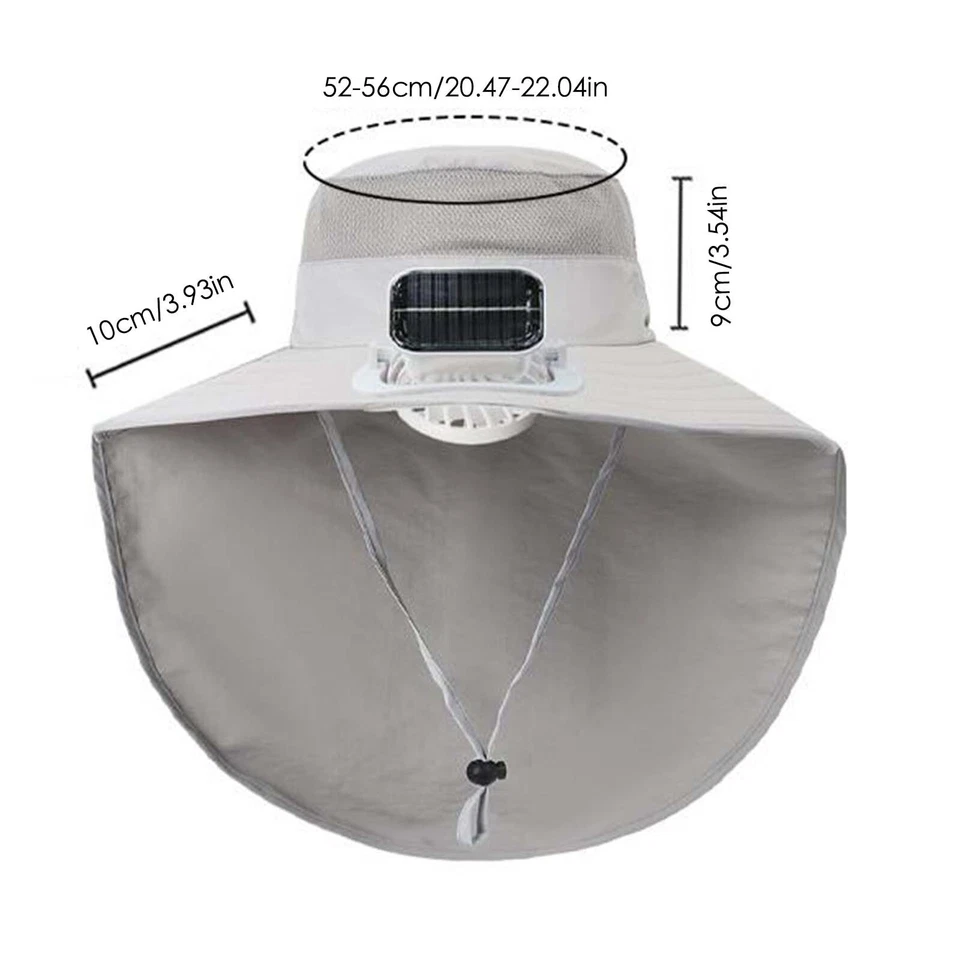 Sombrero protector solar para niños ventilador solar sombrero para el sol carga USB ala ancha recargable Foto 2 de 4