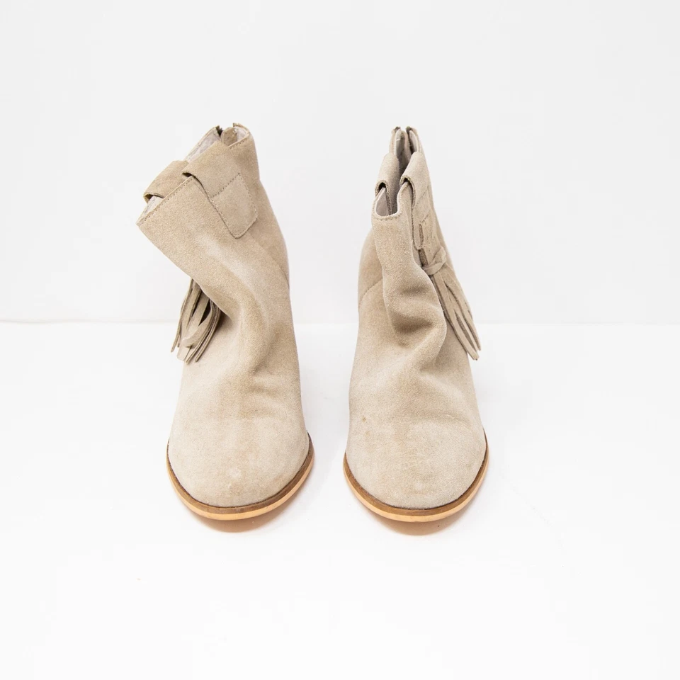 Botines Seychelles Cuero Gamuza Genuino Madera Plataforma Tacón Borla Zapatos Foto 2 de 4