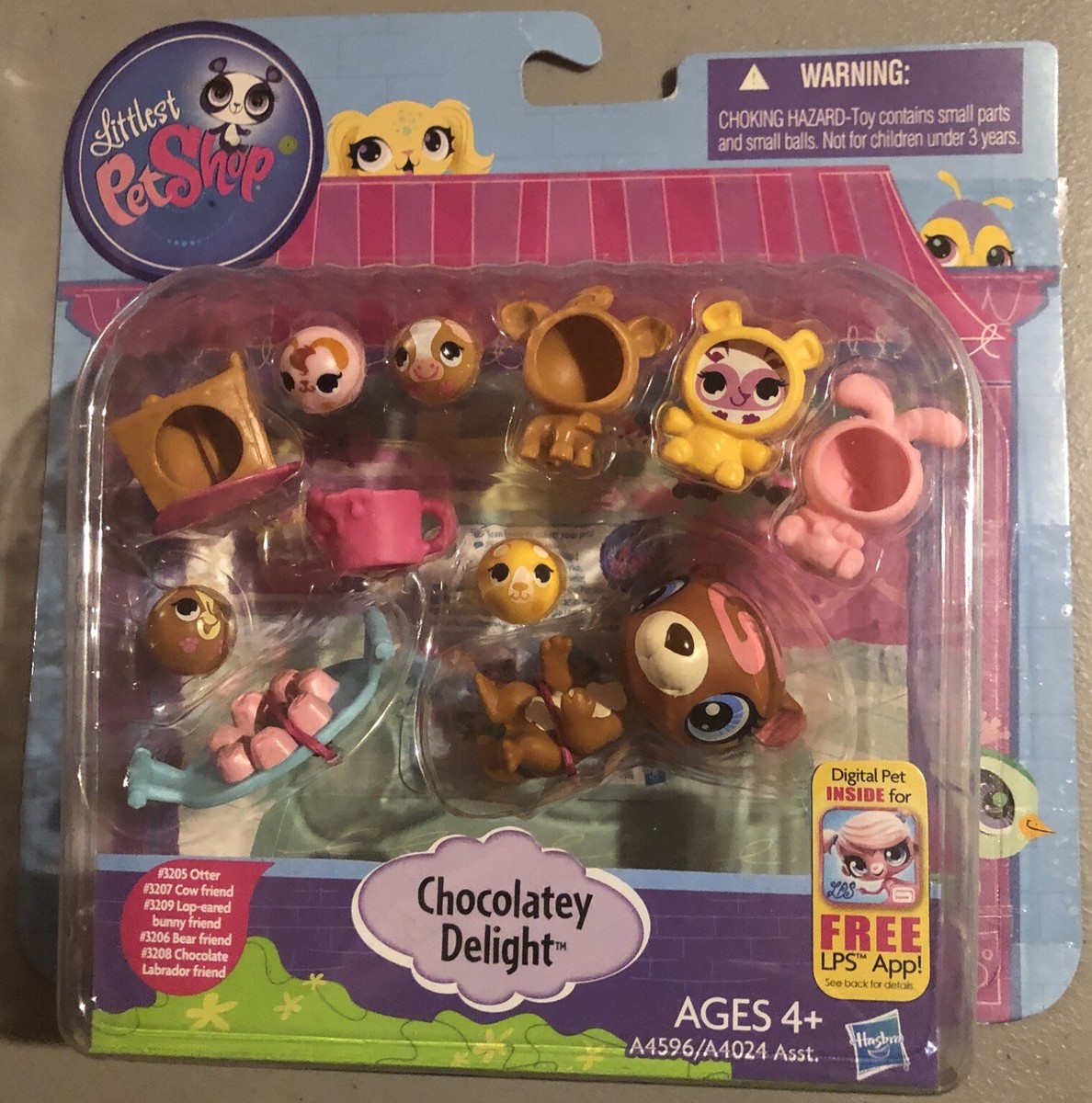 Lot De 3 Figurines Littlest Pet Shop - Chat 2143, Lapin 2147, Chouette 2345 + Accessoires