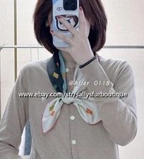 Sallys 18 Momme Twill Silk Wrap Scarf Horse Heads Print Double Face Shawl 35"