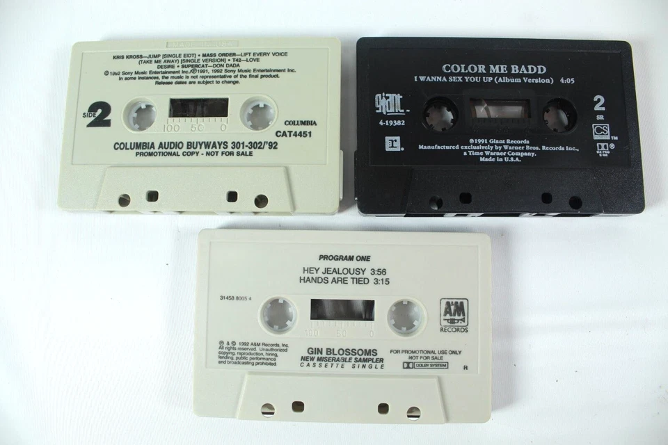 Lot Of 3 Cassettes A Single, Promo Sampler Gin Blossoms, Color Me Badd, Columbia Foto 4 de 4