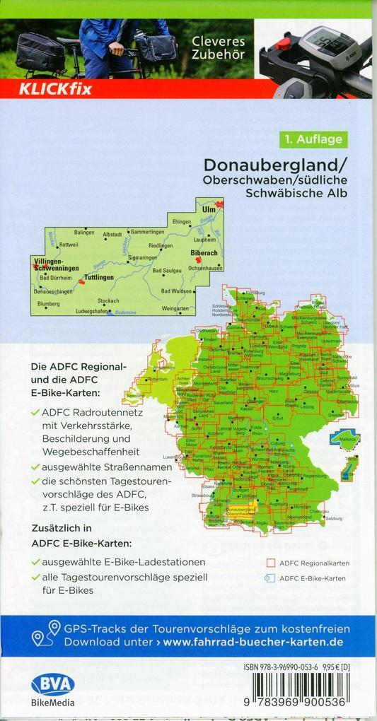 Thumbnail - Adfc-regionalkarte Traumhafte E-bike-touren Donaubergland, 1:75.000,