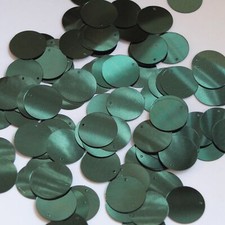 Round Sequin 12mm Top Hole Pine Green Metallic Paillettes. Made in USA