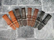 22mm Deployment Strap Grain Leather Watch Band for PANERAI Black Brown x1