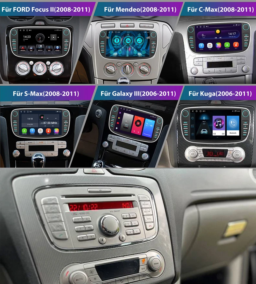 Android 13 Autoradio Carplay GPS Navi RDS Für Ford Focus S-Max C-Max Kuga Mondeo - Bild 4 von 4