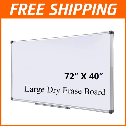 Elegant 72" x 40" Aluminum Dry Erase Board with Magnetic Surface - Quick Install