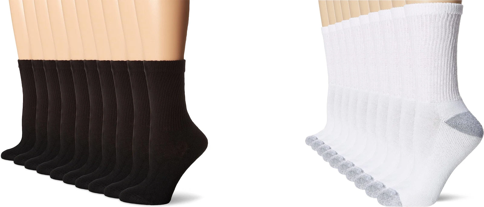 Hanes Women's Cushioned Crew Athletic Socks (10 Pairs)