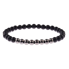 Bracciale Uomo Ematite 6mm con Pietre naturali dure e perle nero braccialetto da