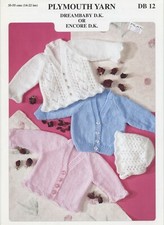 Baby Cardigans  Bonnet Plymouth Knitting Pattern DB12 Dreambaby DK, Encore DK