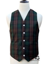 Men's Wedding Brown Watch Tartan Vest 5 Button Scottish Kilt Waistcoat