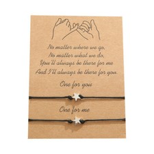 Best Friend Silver Star Friendship Promise Charm Card Wish You Me Bracelet Gift