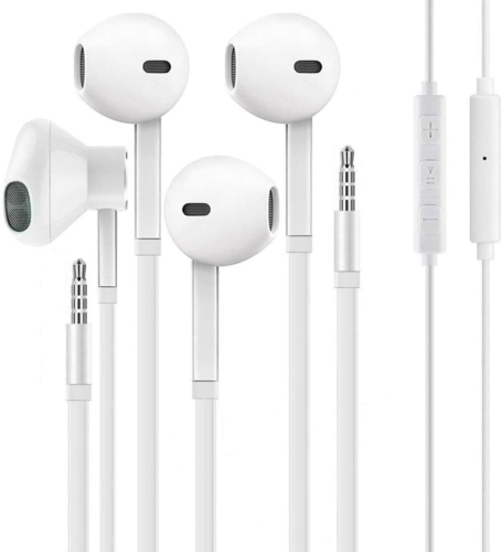 [2 Pack] WEIZY Aux Earbuds, Vize 3.5mm Wired Headphones Noise Isolating White