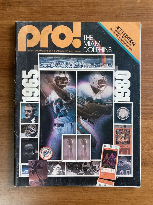 PRO Miami Dolphins NFL Magazine -NY Jets vs Miami Dolphins Edition Oct. 27, 1980