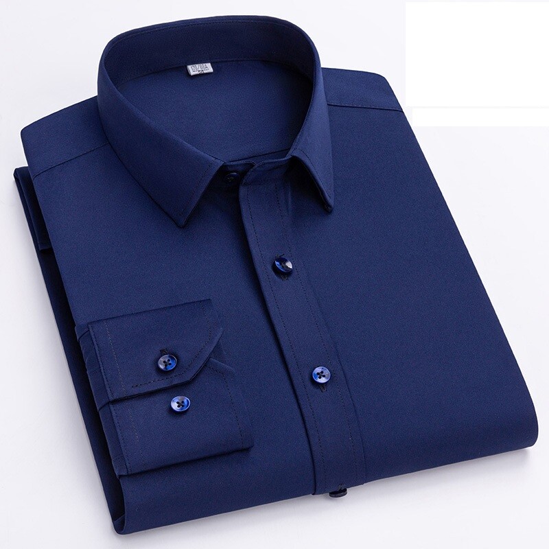 Mens Dress Shirts Clothes Long Sleeves Formal Business Elastic Casual