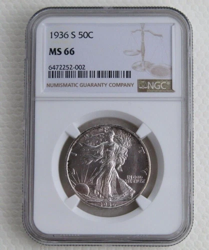 1936-S Uncirculated Walking Liberty Half Dollar Certified NGC MS 66