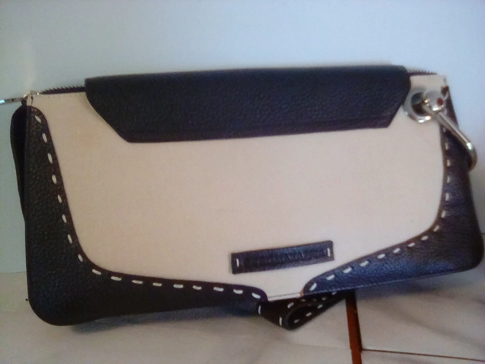 BCBG. Maxazria  Black With Ivory Leather Handbag - Image 3 of 4