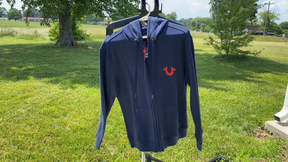 True Religion Mens Navy Blue Zip Up Hoodie Buddha World Tour