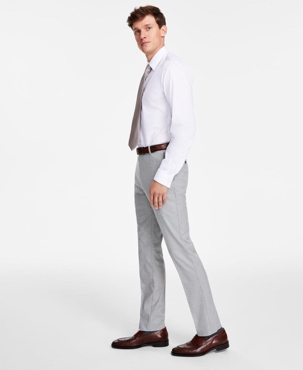 tommy hilfiger men's modern fit dress pants Tommy Hilfiger Mens Modern Fit Dress Pants Grey Houndstooth 36 x 30, Men's, Gray