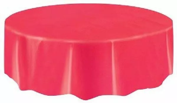 LARGE RED Round 213cm Plastic TABLE CLOTH COVER Disposable Wipe