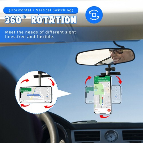 Support téléphone réglable rotation rétroviseur voiture 360° support multifonction - Photo 12 sur 13