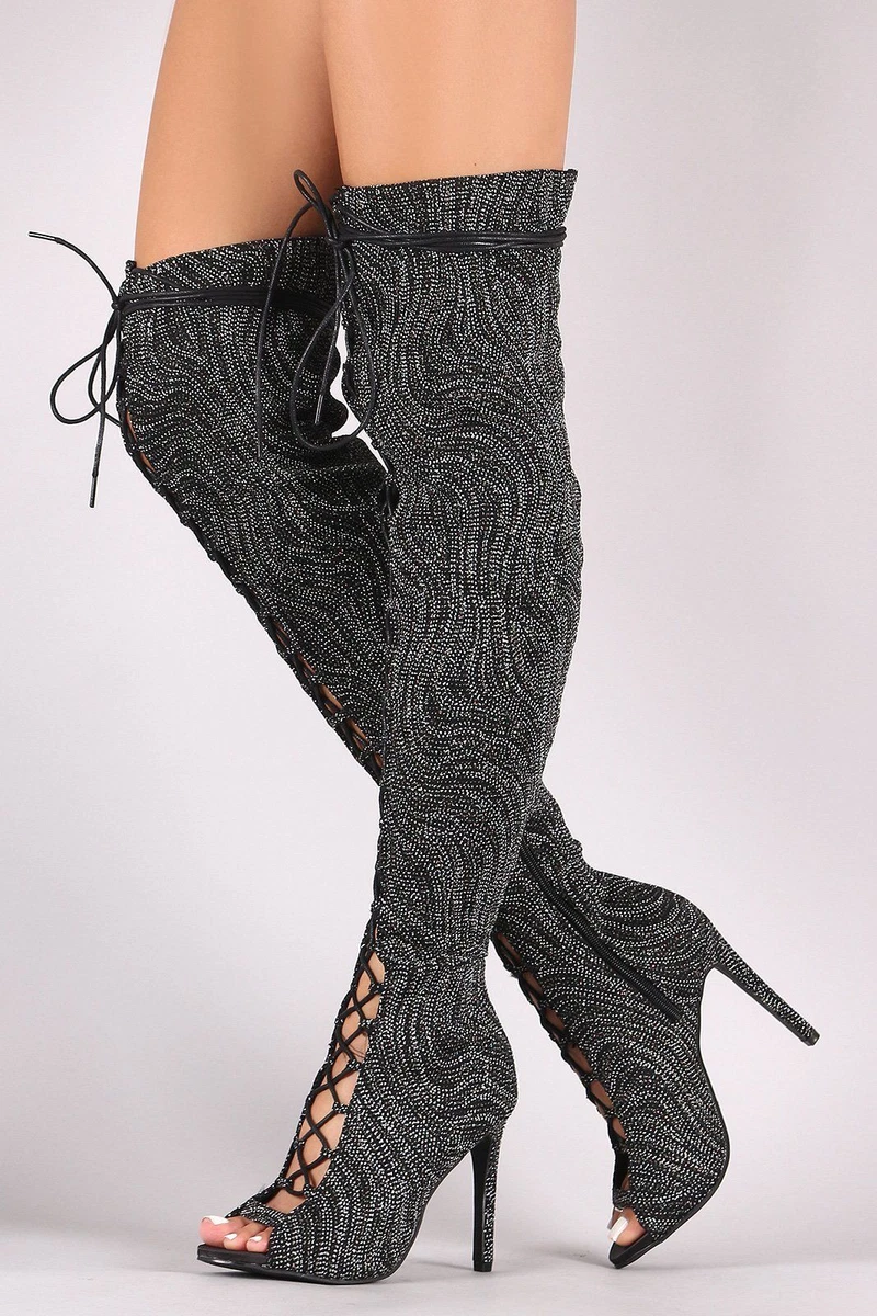 Thigh high bling boots new arrivals
