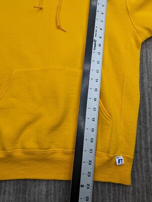 Vintage Russell Athletic Yellow Hoodie Sweatshirt Small Blank