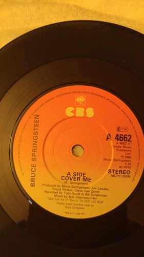 BRUCE SPRINGSTEEN Cover Me / Jersey Girl rare UK Import 45 with POSTER PicSleeve - Picture 3 of 4