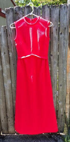 Vintage Andrea Gayle Maxi Dress, neon pink/red
